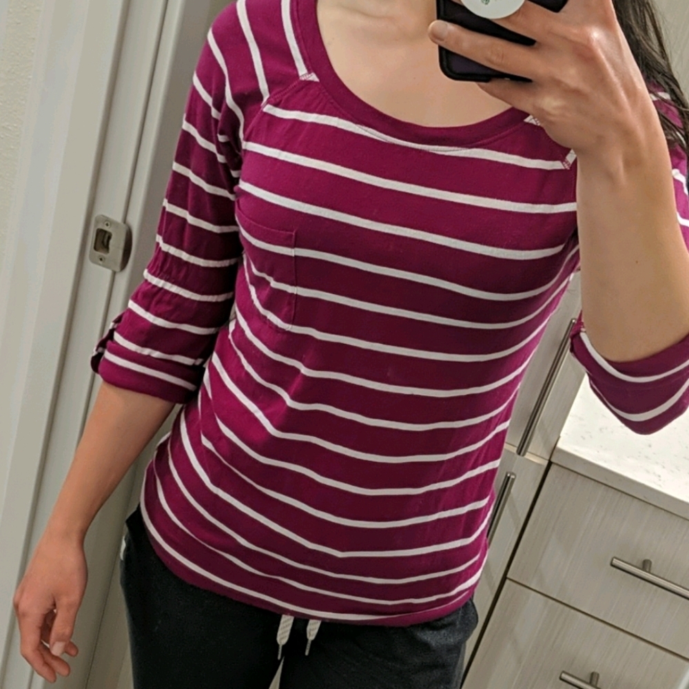 Express 3/4-sleeve striped scoop neck shirt